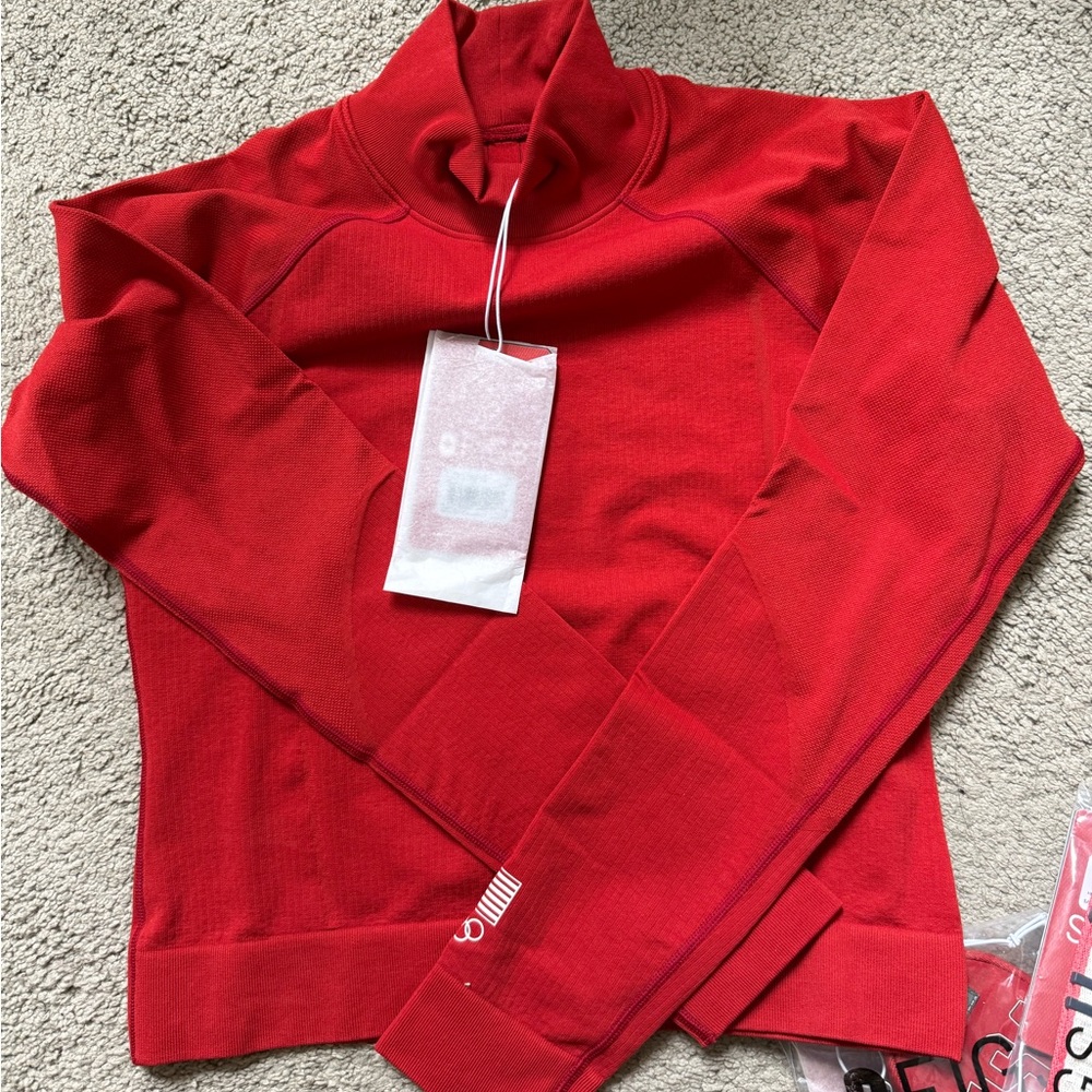 TEAM USA FIGS WOMENS MOCK NECK LONGSLEEVE UNDERSCRUB IN RED SMALL